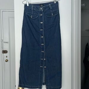 Dockers long denim skirt with silver buttons